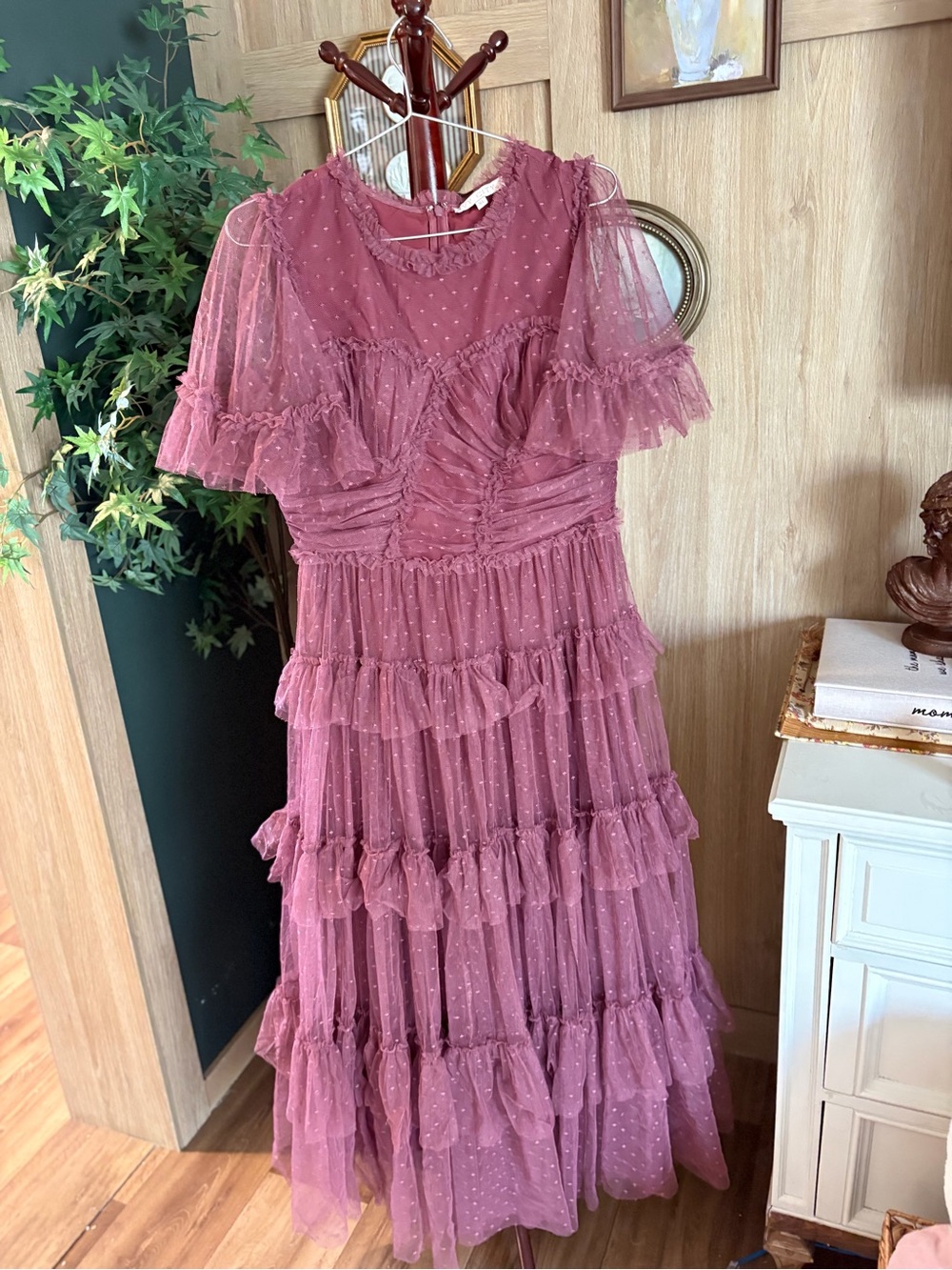 Ivy City Co Dusty Rose Tiered Ruffle Maxi Dress